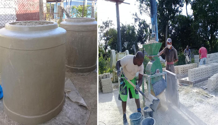 Fabrican los primeros tanques de agua de hormigón de 2021, en #Jaruco. Foto Marlene Caboverde