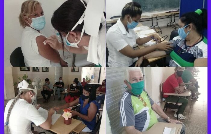 Cerró con éxito primera jornada de vacunación anticovid en #Jaruco, este 12 de mayo. Fotos Marlene Caboverde