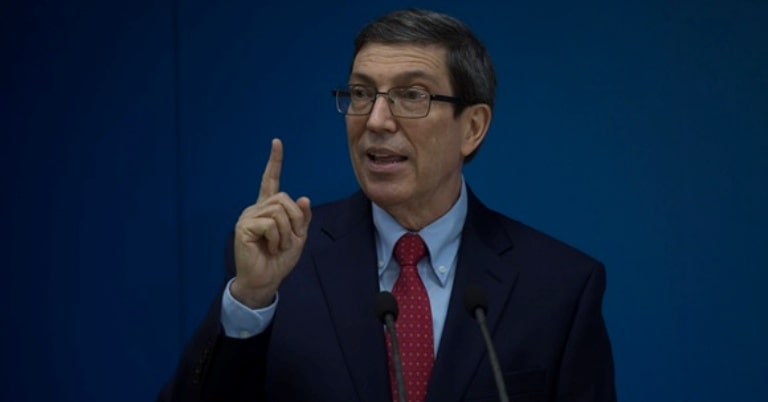 Bruno Rodriguez canciller cubano en rueda de prensa en el Ministerio de Relaciones Exteriores de Cuba, in Havana, Cuba, Tuesday, July 13, 2021. (Pool AP Photo/Ismael Francisco)