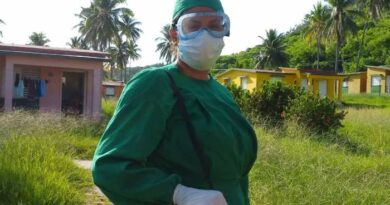 Una joven jaruqueña, con su segundo nombre Angeles, vela por la salud de los enfermos de COVID (Audio) Enfermera Heidys Angeles Pérez Paula en el Centro de Aislamiento Los Cocos. Foto Anelis Díaz