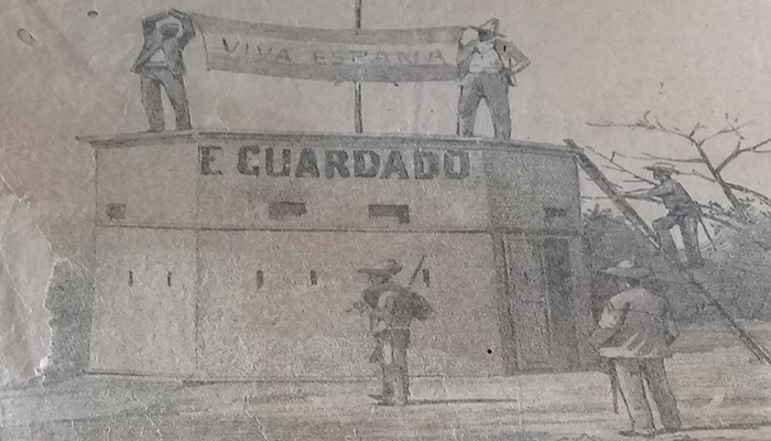 Fuerte Eduardo Guardado, tomado por los insurrectos después de una heroica resistencia de la guarnición y agotadas sus municiones. Foto: Tomada del periódico La Caricatura, de 1896.