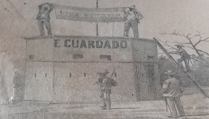 Fuerte Eduardo Guardado, tomado por los insurrectos después de una heroica resistencia de la guarnición y agotadas sus municiones. Foto: Tomada del periódico La Caricatura, de 1896.