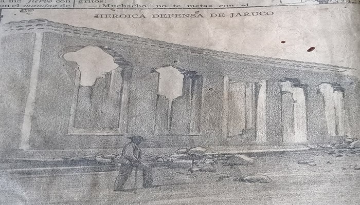 Casa donde estuvo el Ayuntamiento, quemada por los rebeldes. Foto: Tomada del periódico La Caricatura, de 1896.
