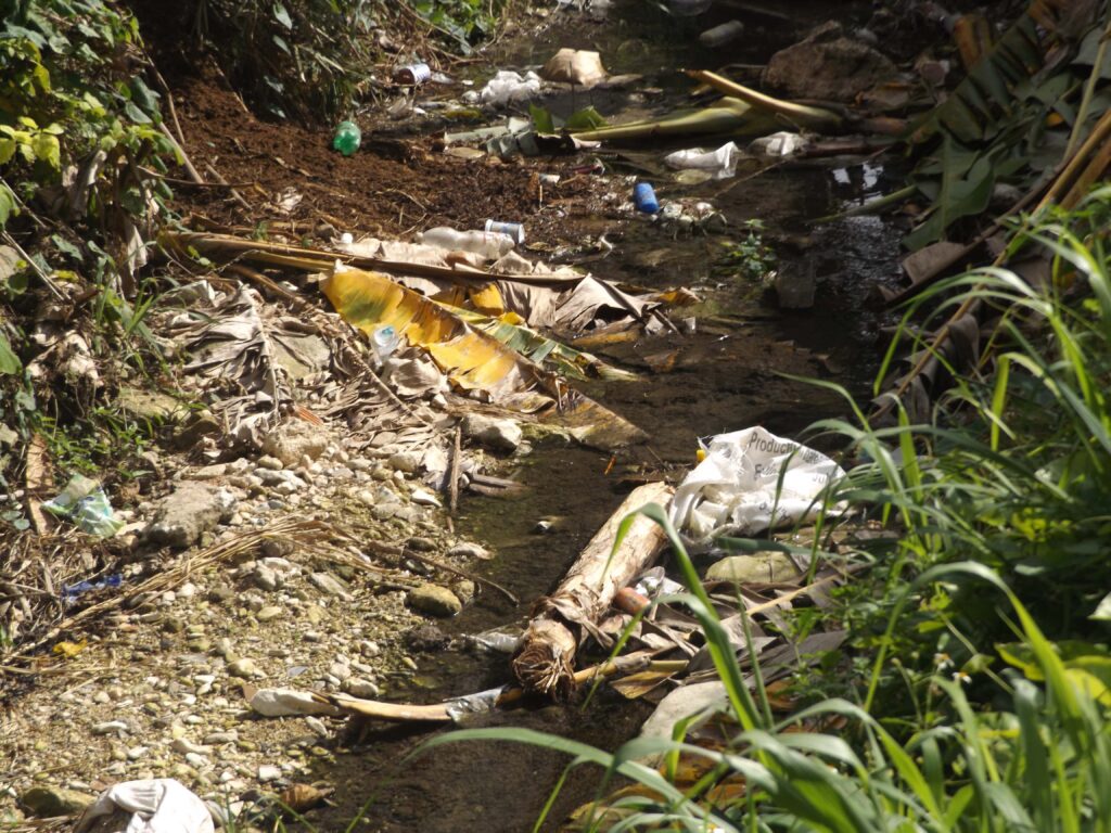 Zanja contaminada que vierte hacia las márgenes del río. Foto: Yordan Díaz 